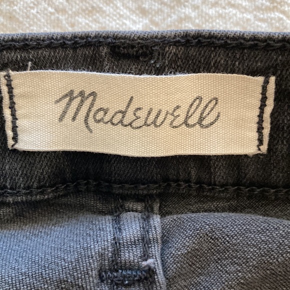 Madewell 9” high rise skinny jeans, button fly, black, raw distressed hem, 26T - Picture 6 of 15